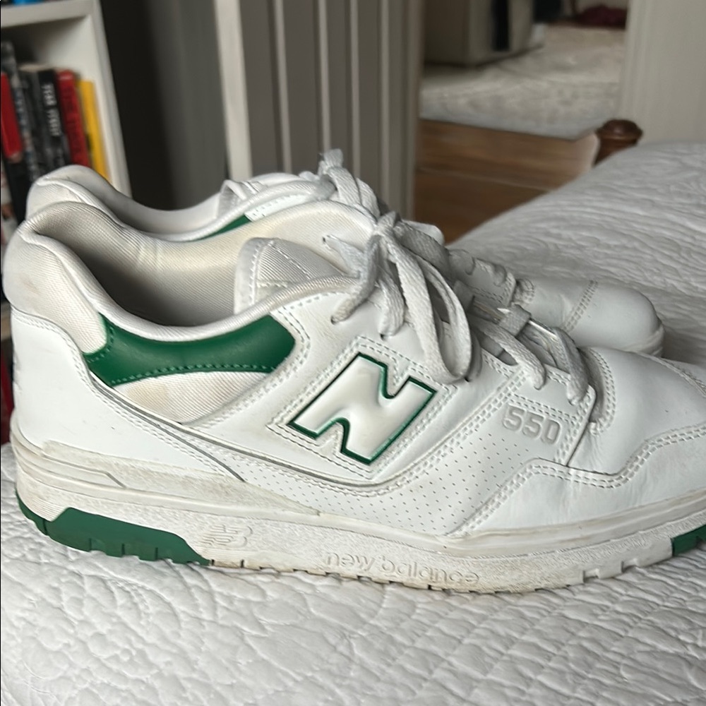 New Balance 550 White and Green Sneakers